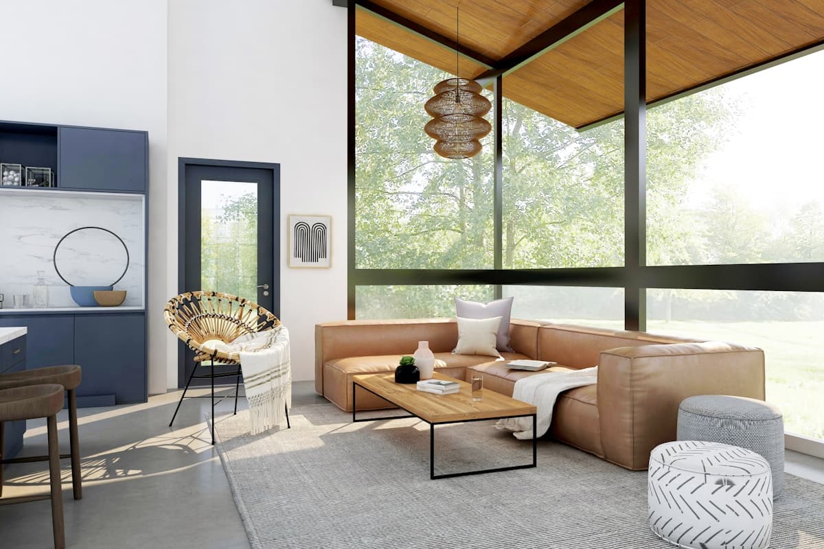Cozy living room with warm lighting