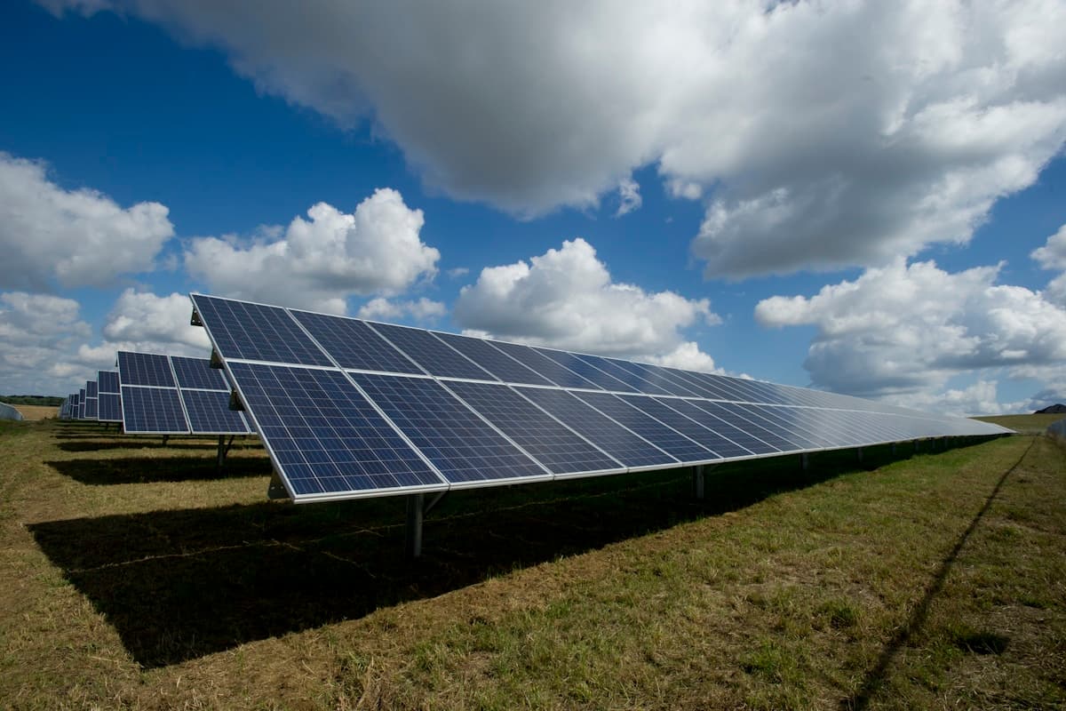 Solar panels on a modern residential roof